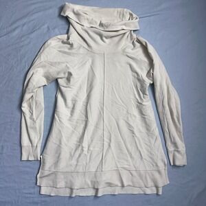 Joan Vass New York Tunic Dress, Cowl Neck Long Sleeve, Cream Color Size M